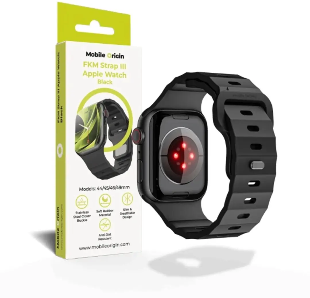Mobile Origin Strap III Apple Watch Band - Zwart - Universeel