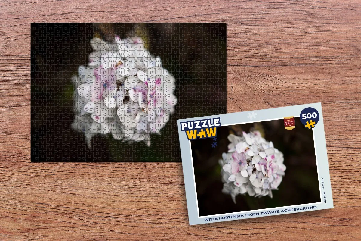 PuzzleWow Legpuzzel Witte Hortensia 500 Stuks - Multicolor