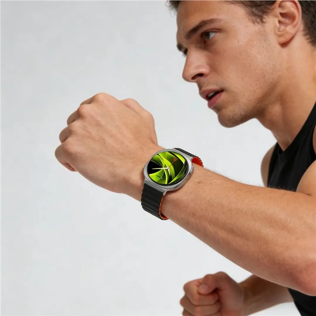 Mobile Origin Easy Strap Magnetic Galaxy Watch 8 - Zwart/Oranje