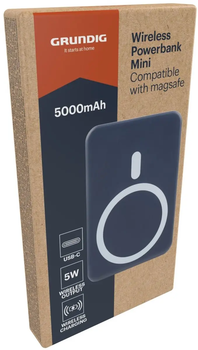 Grundig Powerbank 5000mAh - MagSafe Blauw - afbeelding 4 van 5