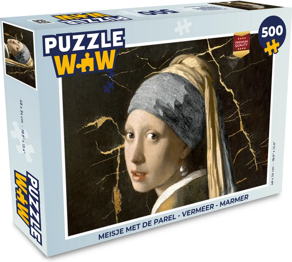 PuzzleWow Vermeer Meisje met de parel Legpuzzel 500 Stuks