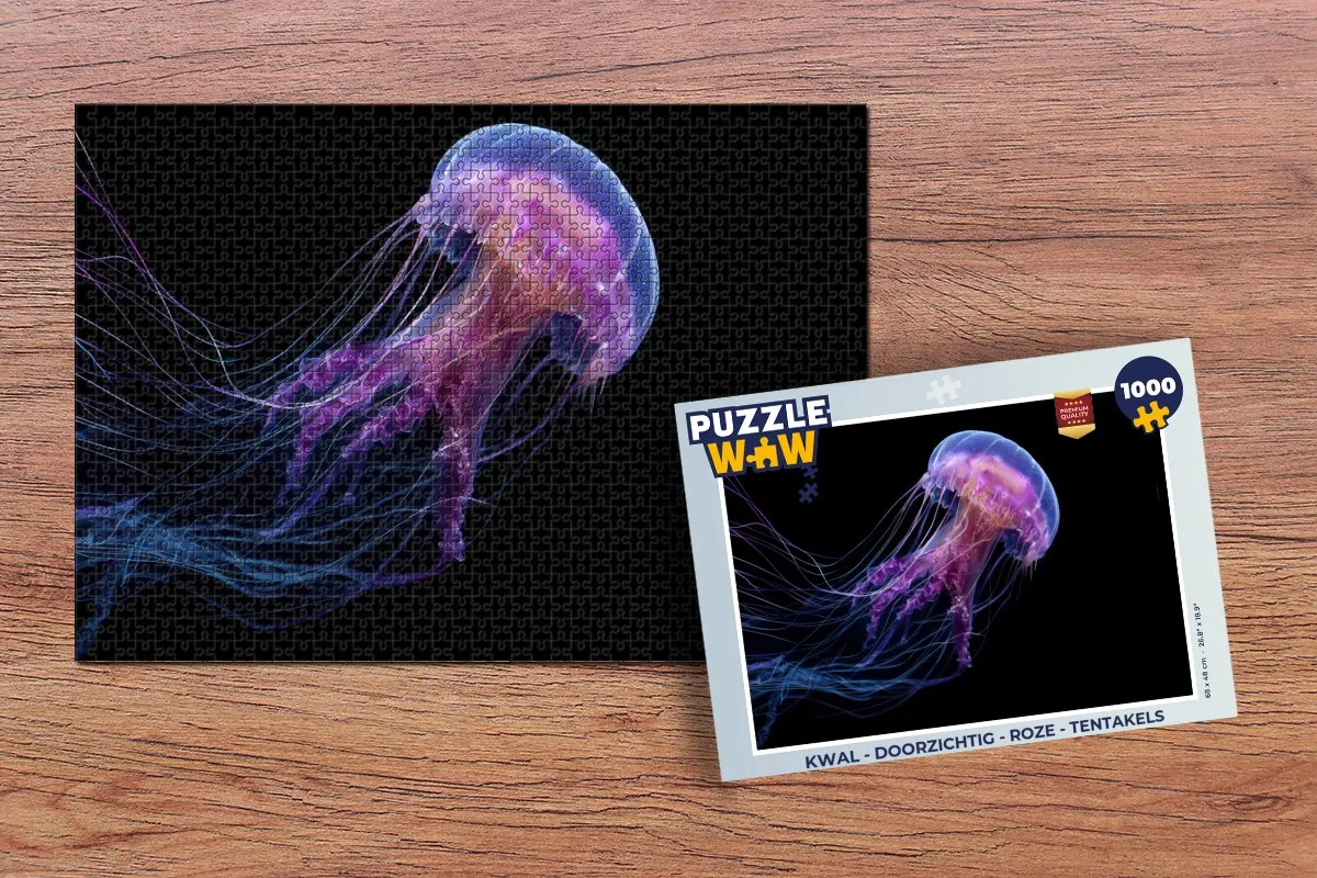 PuzzleWow Kwal Doorzichtig Legpuzzel 1000 Stuks - Roze Tentakels