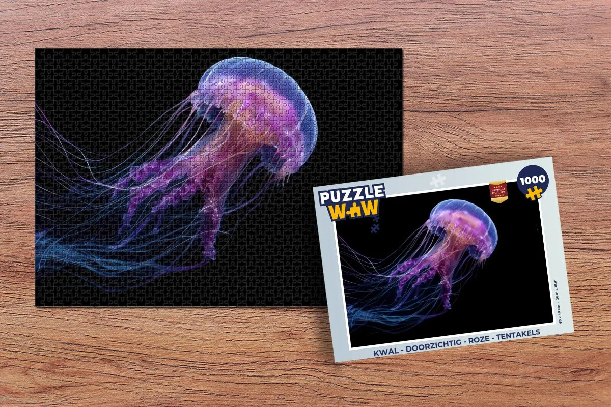 PuzzleWow Kwal Doorzichtig Legpuzzel 1000 Stuks - Roze Tentakels