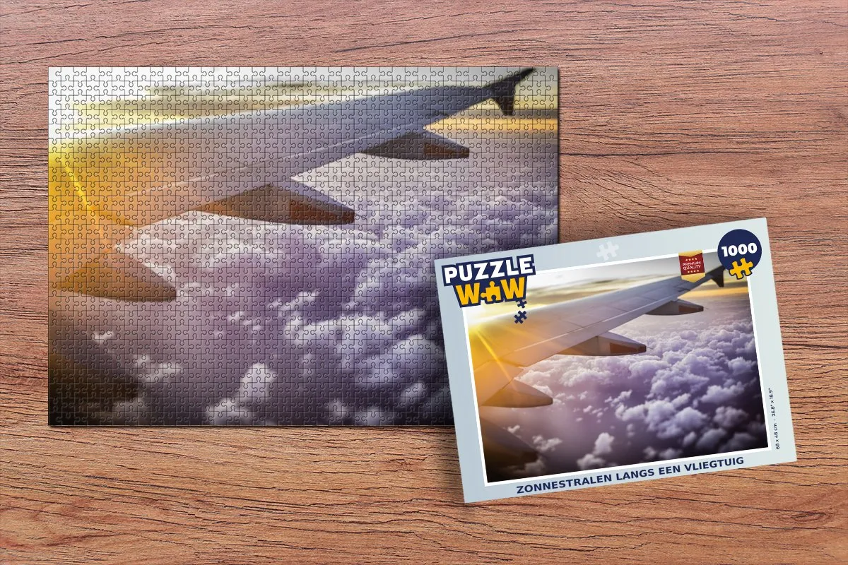 PuzzleWow Legpuzzel Zonnestralen langs een Vliegtuig 1000 Stuks - Multicolor