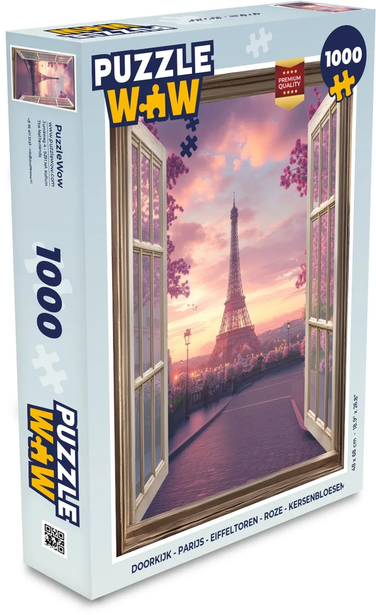PuzzleWow Parijs Doorkijk Legpuzzel 1000 Stuks