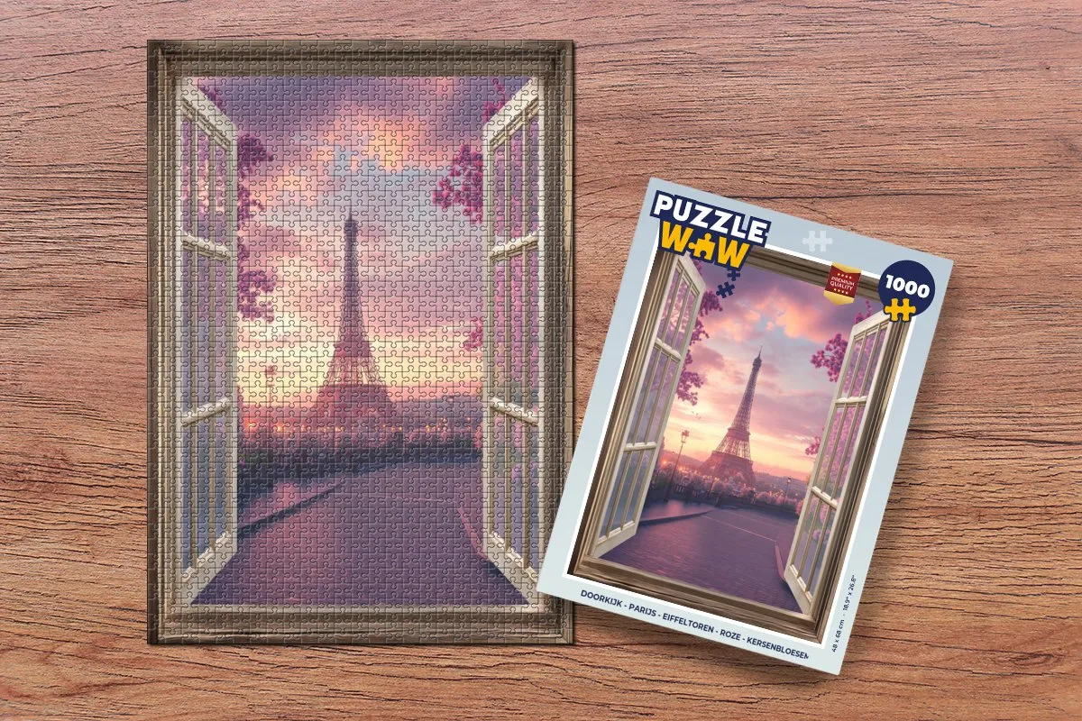 PuzzleWow Parijs Doorkijk Legpuzzel 1000 Stuks - Roze