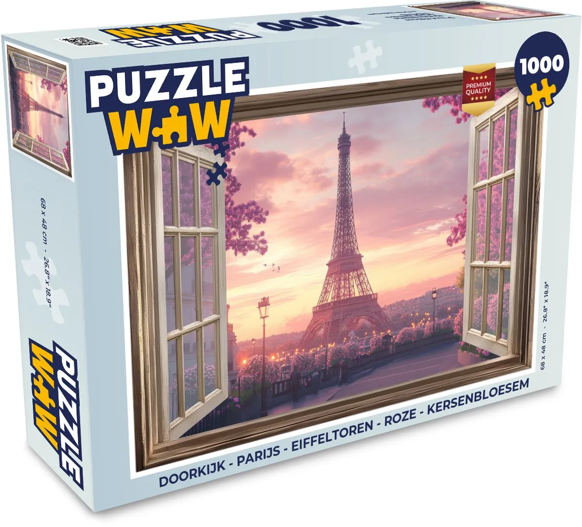 PuzzleWow Parijs Doorkijk Legpuzzel 1000 Stuks - Roze