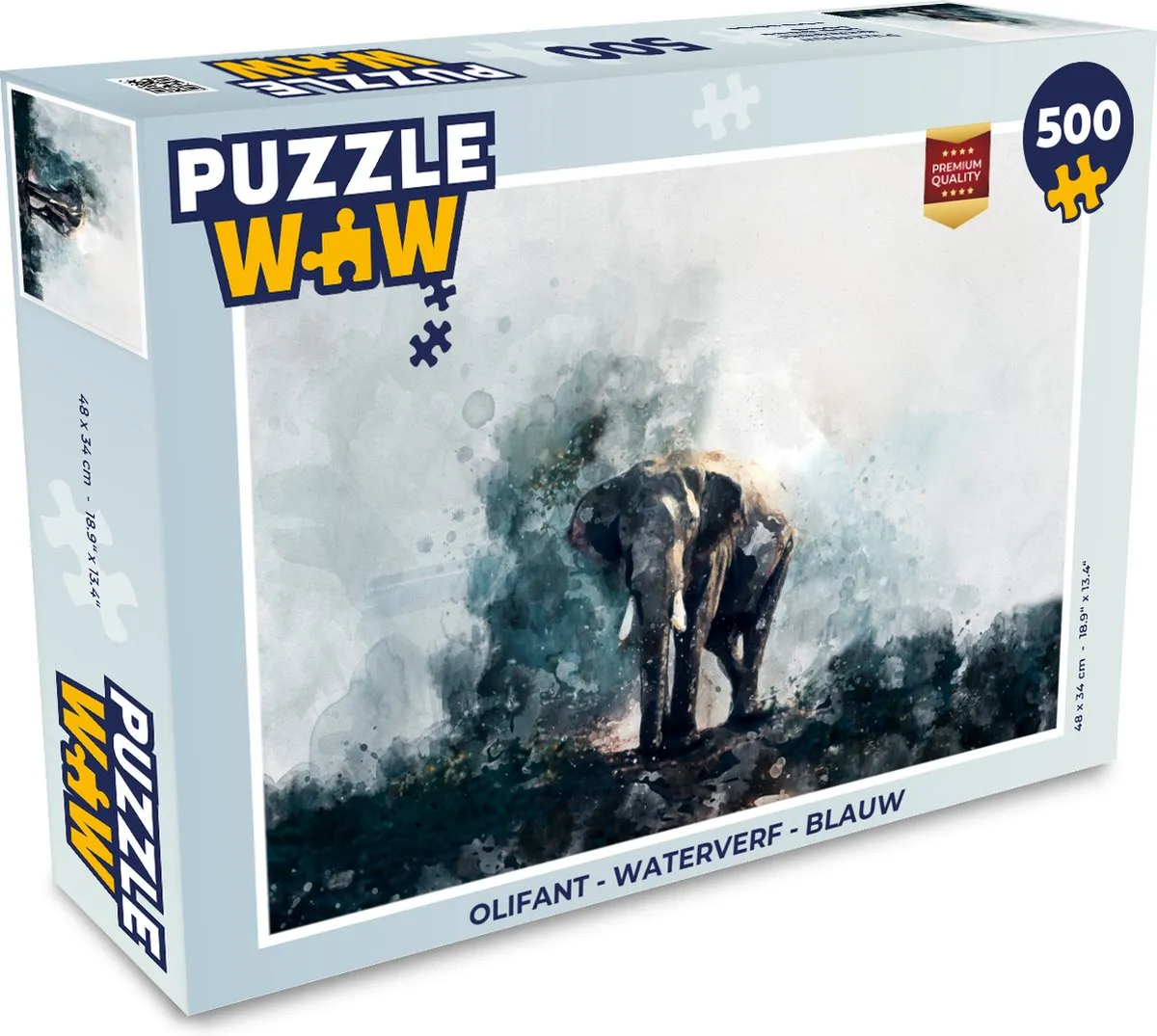 PuzzleWow Olifant Legpuzzel 500 Stuks - Multicolor