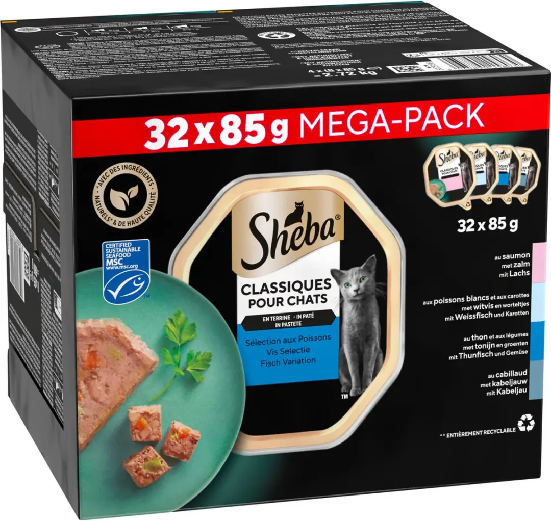 Sheba Classic Alu Paté Vis 32 x 85 gr