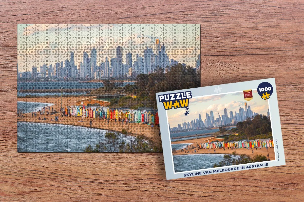 PuzzleWow Skyline Melbourne Legpuzzel 1000 Stuks - Multicolor