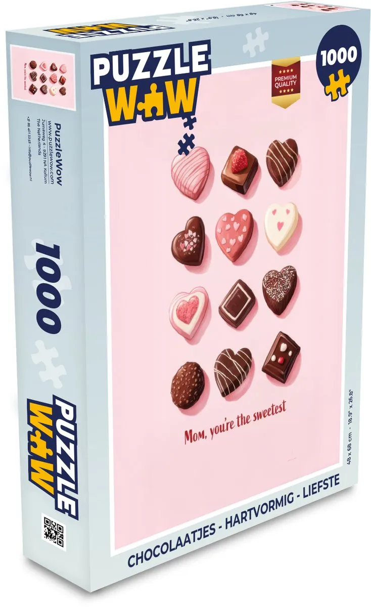 PuzzleWow Hartvormige Chocolaatjes Legpuzzel 1000 Stuks