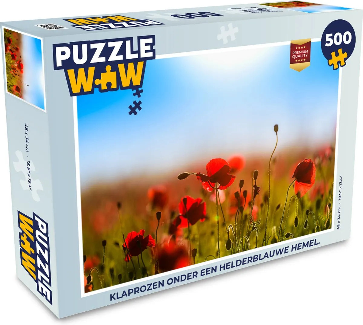 PuzzleWow Legpuzzel Klaprozen onder een helderblauwe hemel 500 Stuks