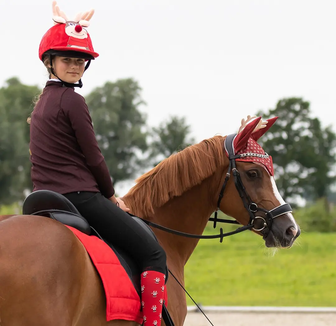 QHP Kerst Rudolph Oornetje - Pony - Rood - afbeelding 4 van 6