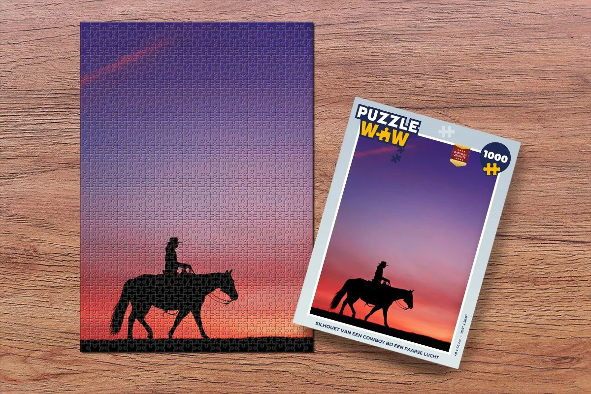 PuzzleWow Legpuzzel Cowboy Paarse Lucht 1000 Stuks - Multicolor