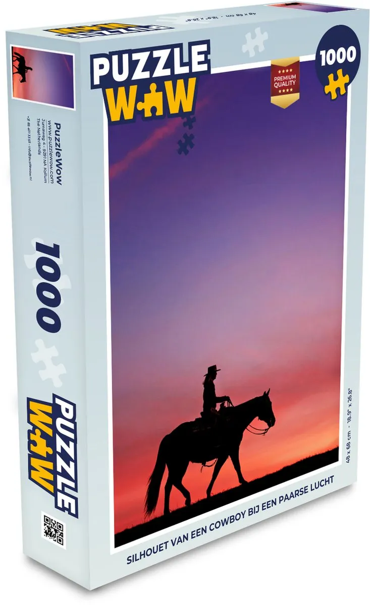PuzzleWow Legpuzzel Cowboy Paarse Lucht 1000 Stuks