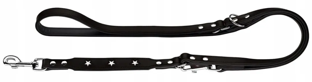 Hunter Magic Star verstelbare leren hondensnoer 18/200cm Zwart