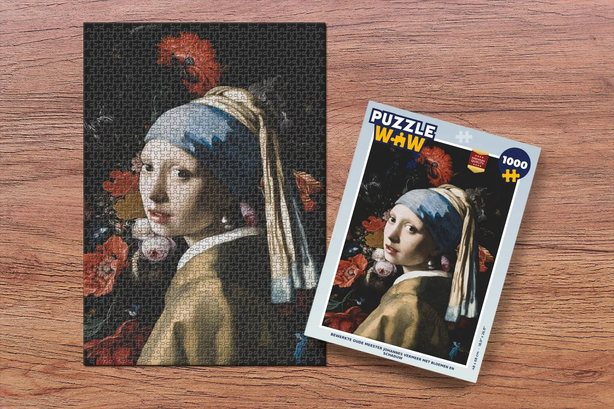 PuzzleWow Meisje met de parel Legpuzzel 1000 Stuks - Multicolor