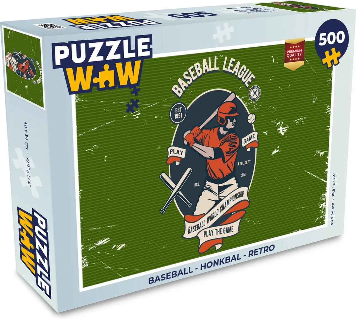 PuzzleWow Baseball Legpuzzel 500 Stuks - Multicolor
