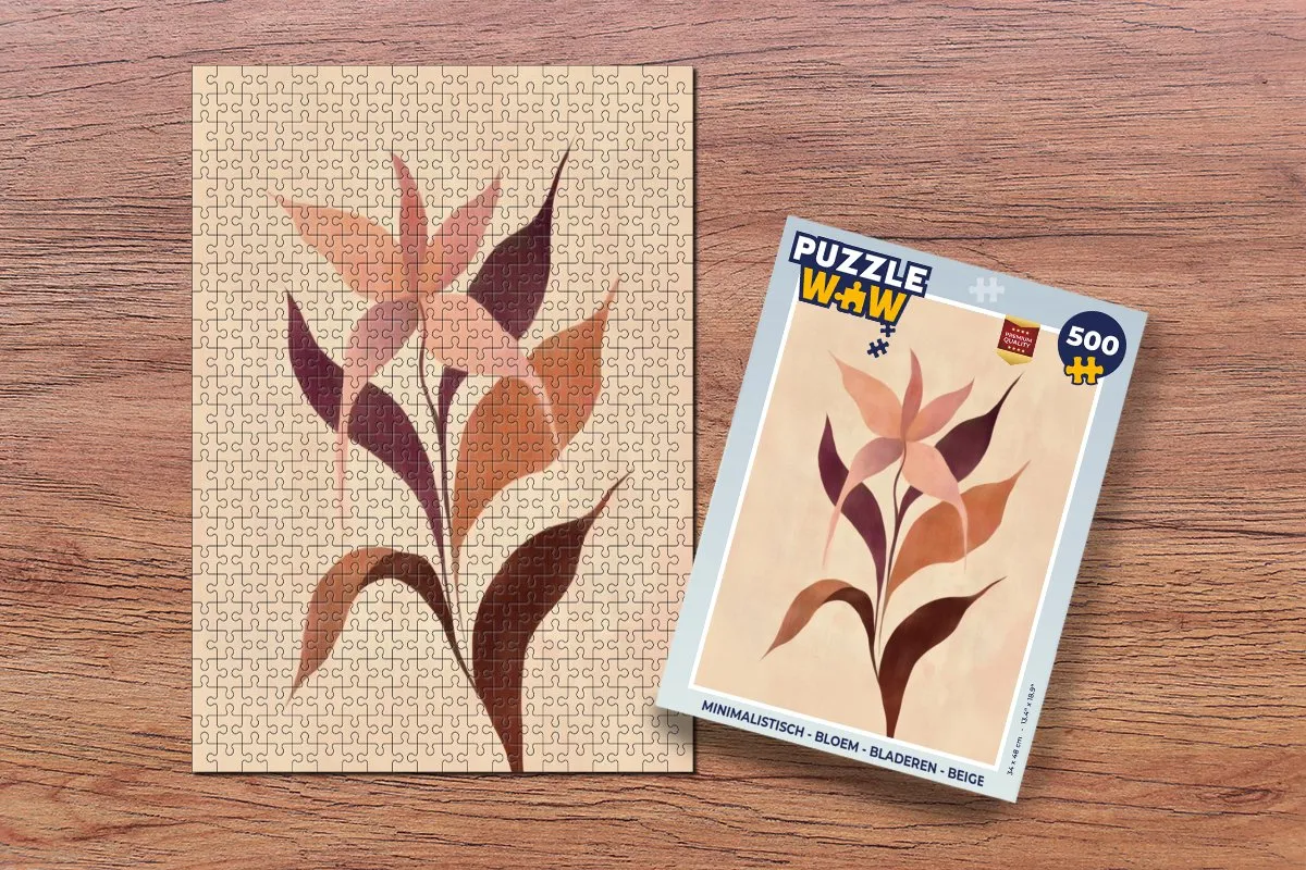 PuzzleWow Minimalistisch Bloem Bladeren Legpuzzel 500 Stuks - Beige