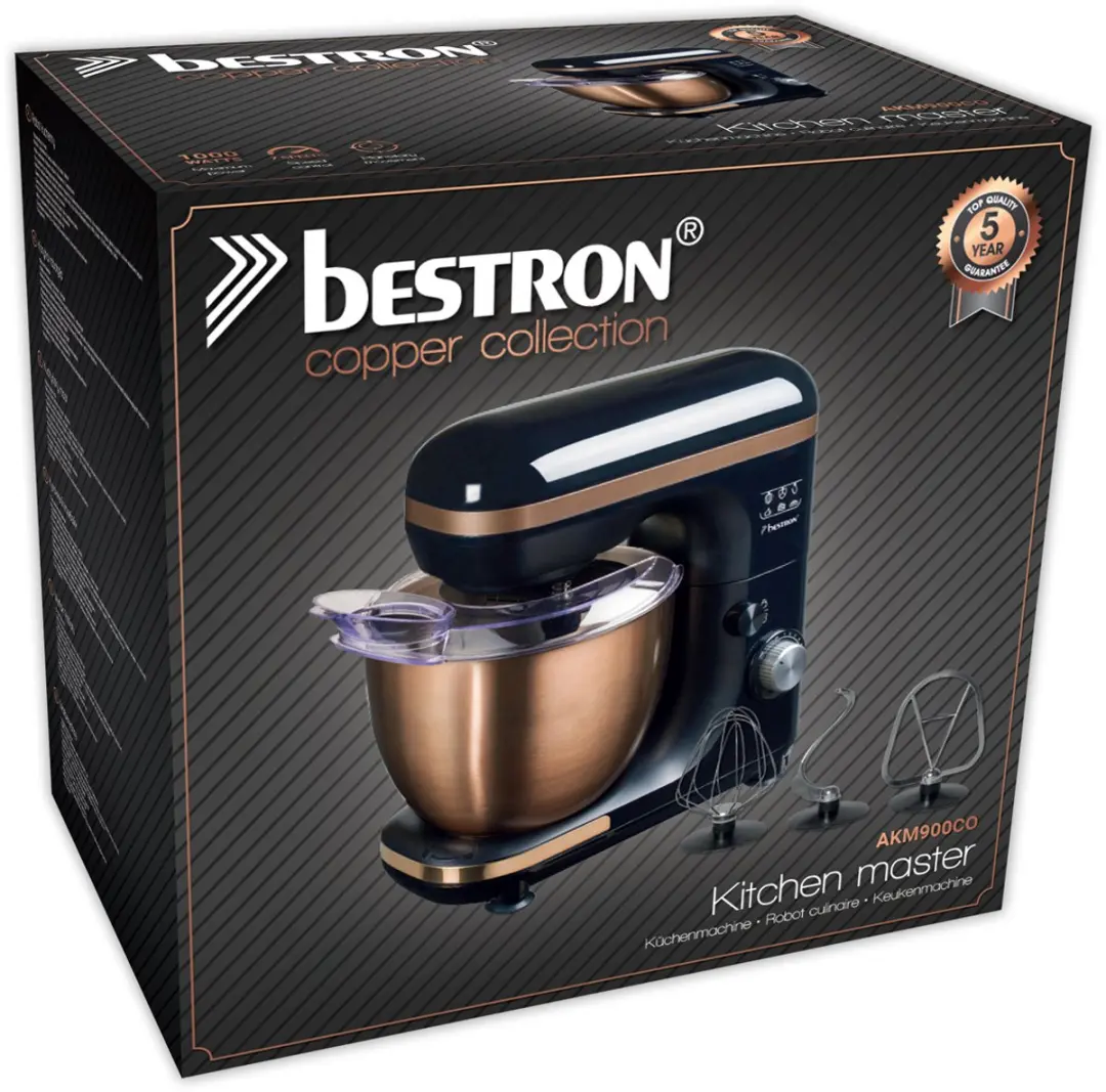Bestron 4-in-1 Keukenmachine, 7 Snelheidsstanden, incl. Garde, Kneedhaak en Meng