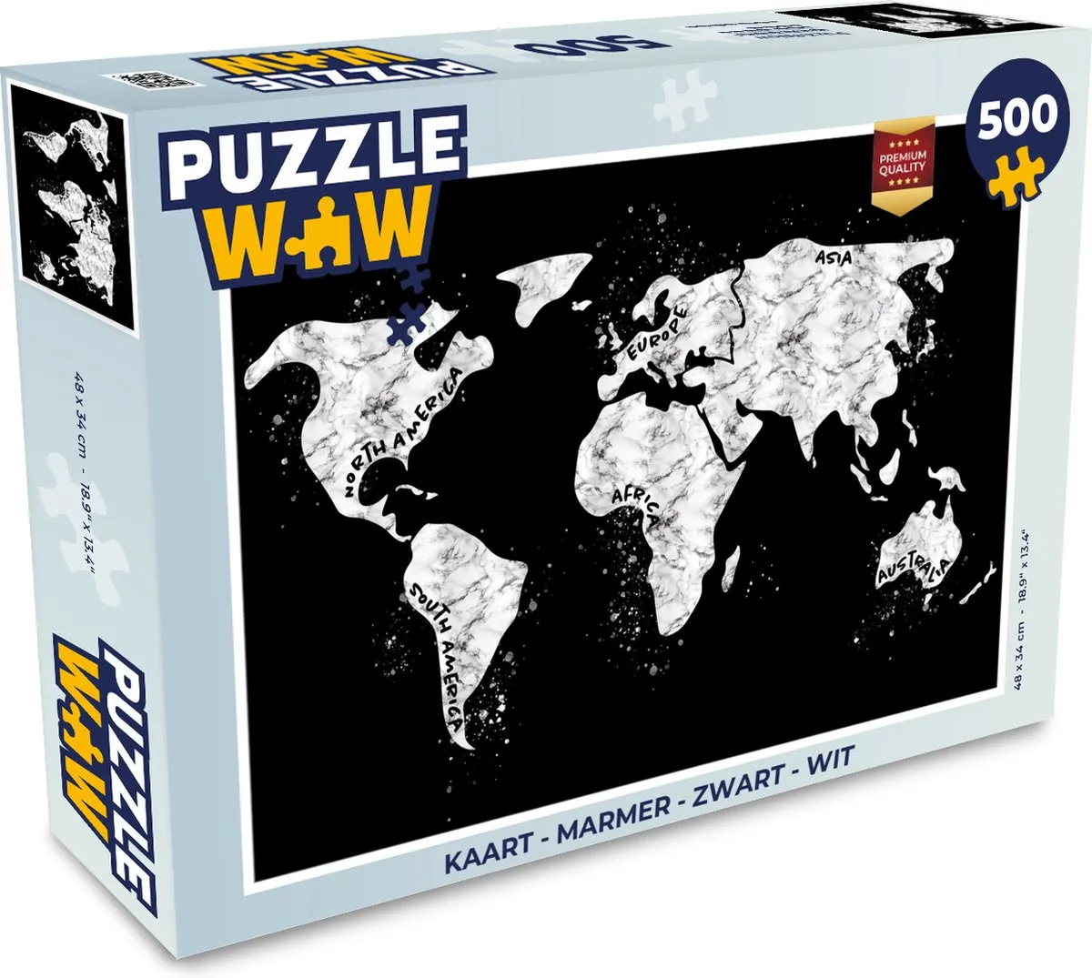 PuzzleWow Marmerprint Legpuzzel 500 Stuks - Multicolor