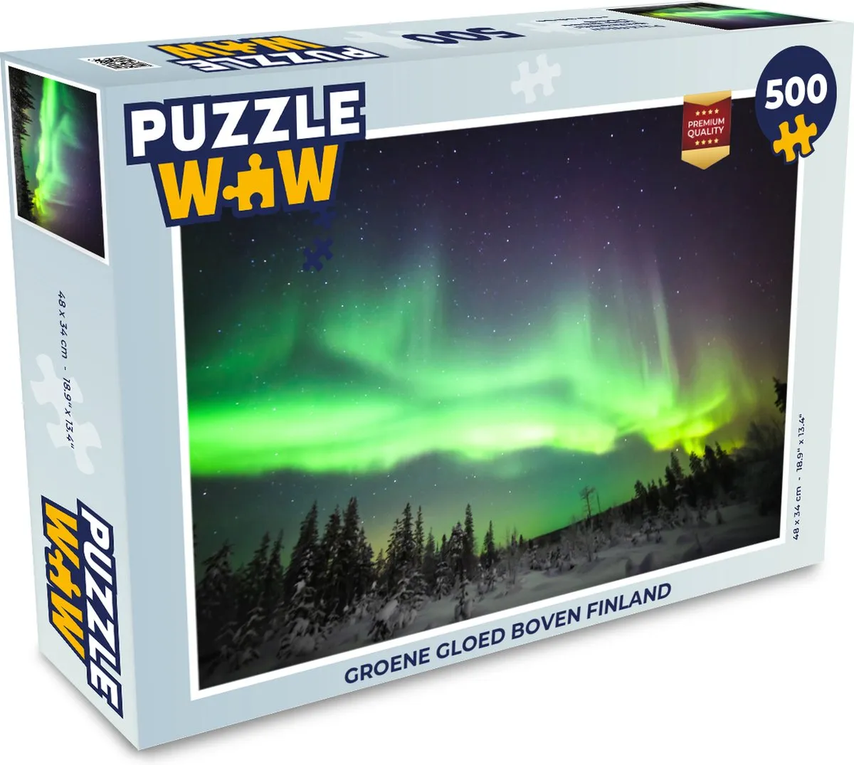 PuzzleWow Legpuzzel Groene gloed boven Finland 500 Stuks - Multicolor