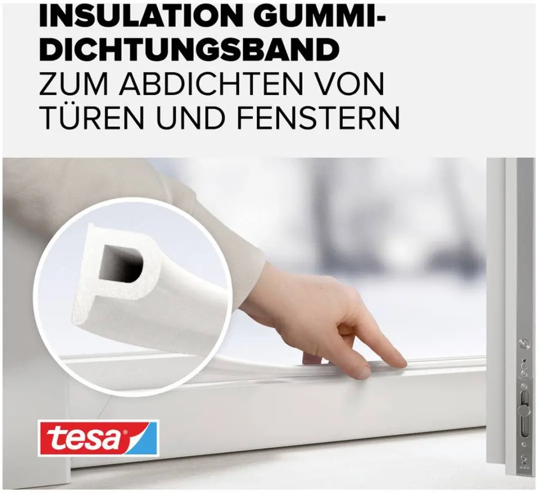 Tesa Tochtstrip P Rubber 6m 0,9cm Wit - afbeelding 4 van 6