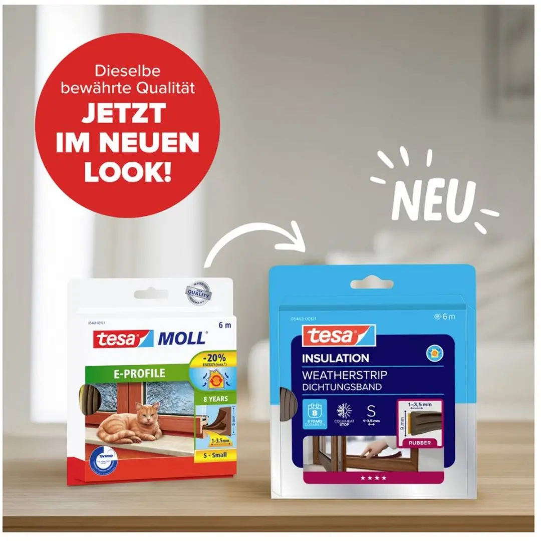 Tesa tesamoll E-Profiel Tochtstrip 6m x 9mm - Bruin - afbeelding 4 van 6