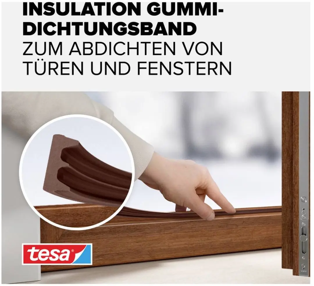 Tesa tesamoll E-Profiel Tochtstrip 6m x 9mm - Bruin - afbeelding 5 van 6