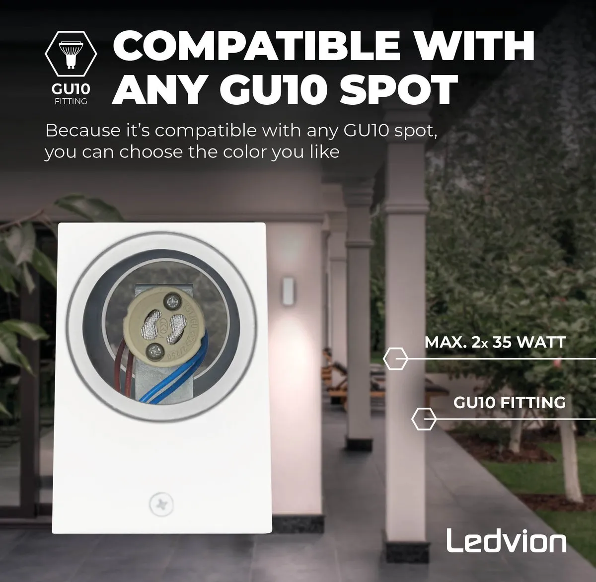 LEDVION LED Wandlamp Cube & Wit 2x0.5W 2700K - IP54
