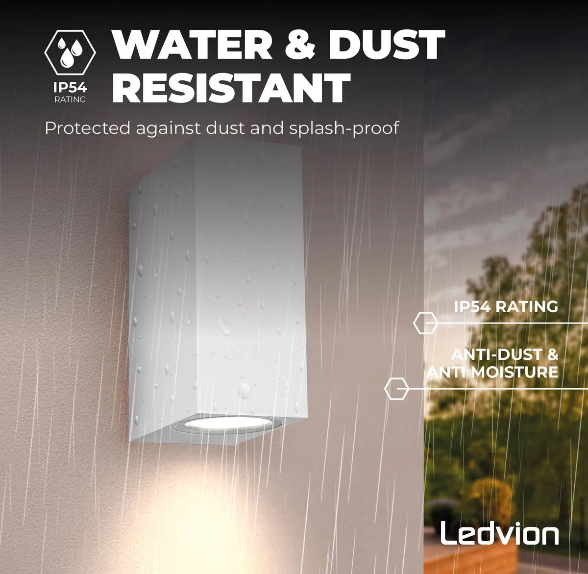 LEDVION LED Wandlamp Cube & Wit 2x0.5W 2700K - IP54