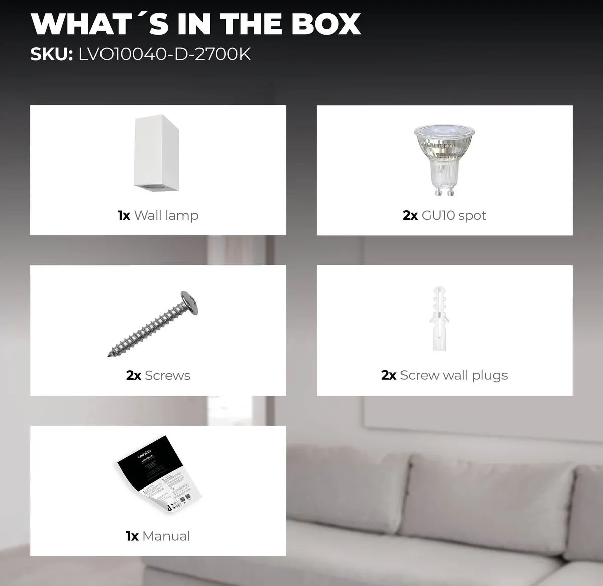 LEDVION LED Wandlamp Cube & Wit 2x0.5W 2700K - IP54