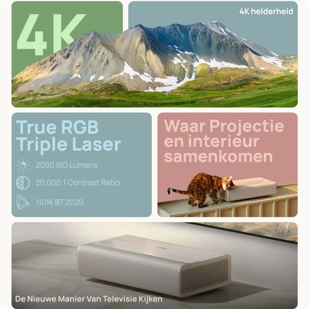 XGIMI MIRA Pro XP06C Projector 4K UHD - 3000 ISO Lumen - Ultra-Short Throw - Beige - afbeelding 3 van 6