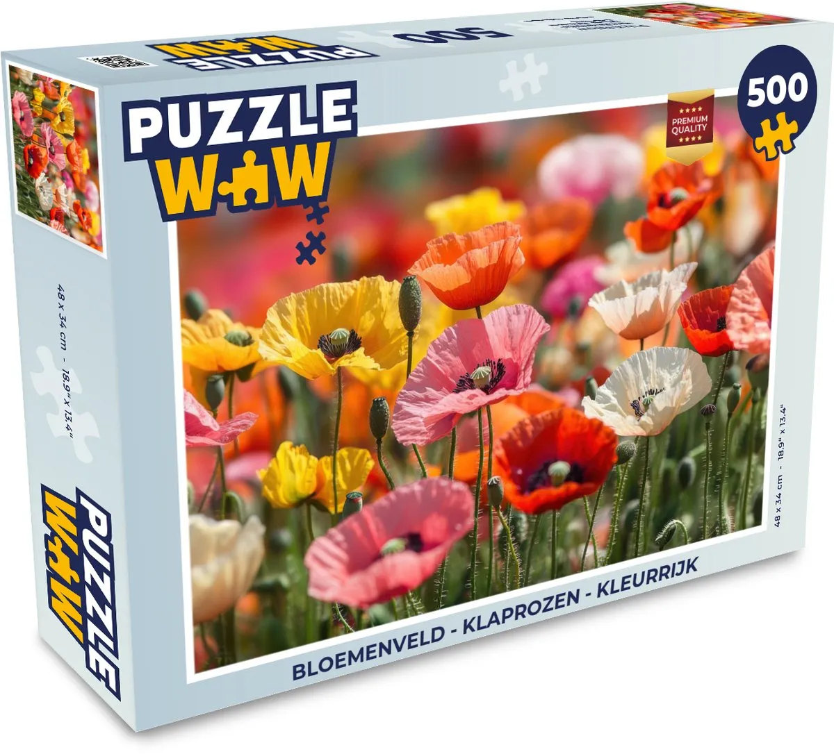 PuzzleWow Bloemenveld Legpuzzel 500 Stuks - Klaprozen