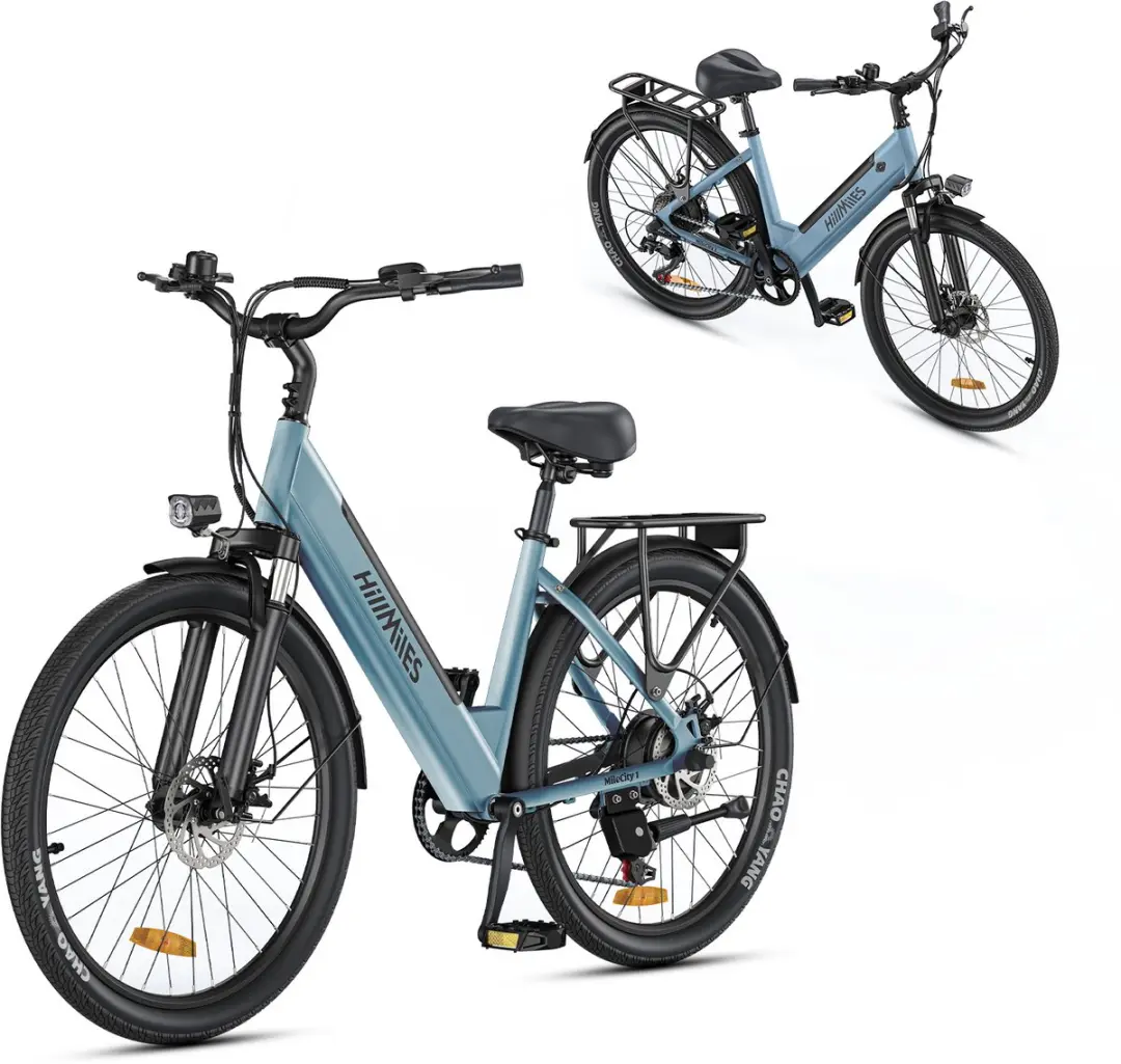 HillMiles MileCity 1 Elektrische fiets, lage instap 44cm, 26 inch stads e-bike v