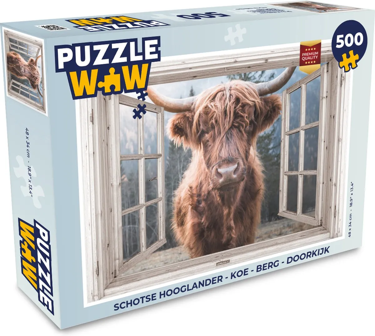 PuzzleWow Schotse Hooglander Legpuzzel 500 Stuks - Multicolor