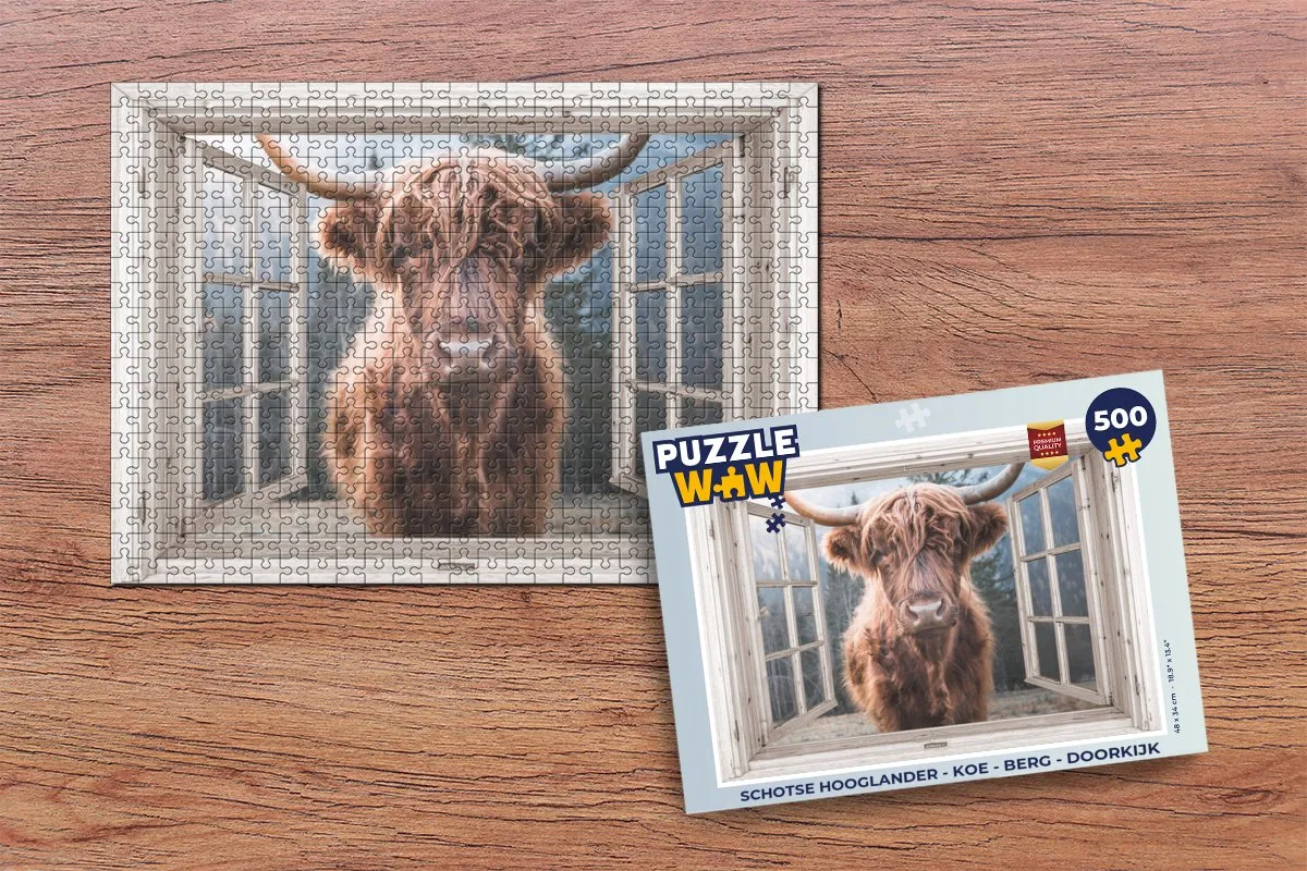 PuzzleWow Schotse Hooglander Legpuzzel 500 Stuks - Multicolor