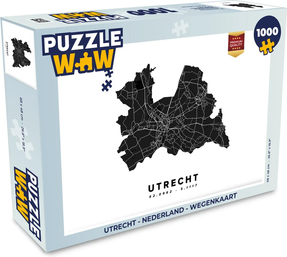 PuzzleWow Utrecht Nederland Wegenkaart Legpuzzel 1000 Stuks - Multicolor