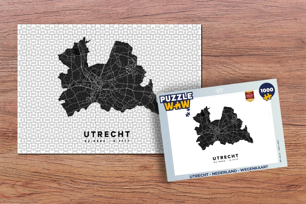 PuzzleWow Utrecht Nederland Wegenkaart Legpuzzel 1000 Stuks - Multicolor