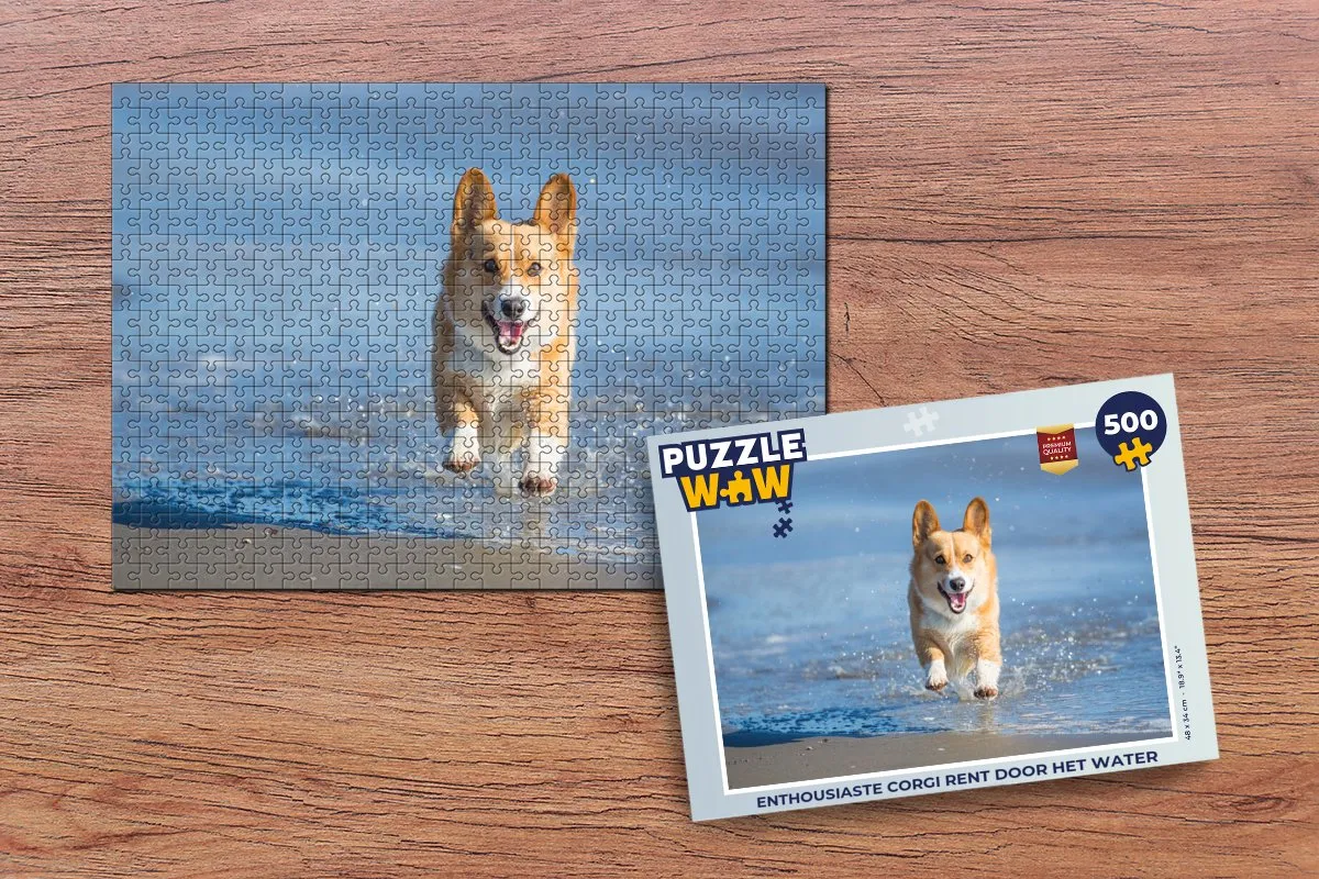 PuzzleWow Corgi Waterpuzzel 500 Stuks - Multicolor