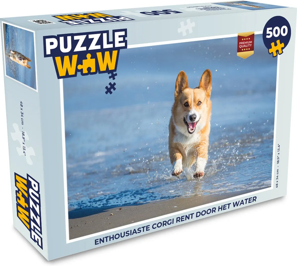 PuzzleWow Corgi Waterpuzzel 500 Stuks - Multicolor