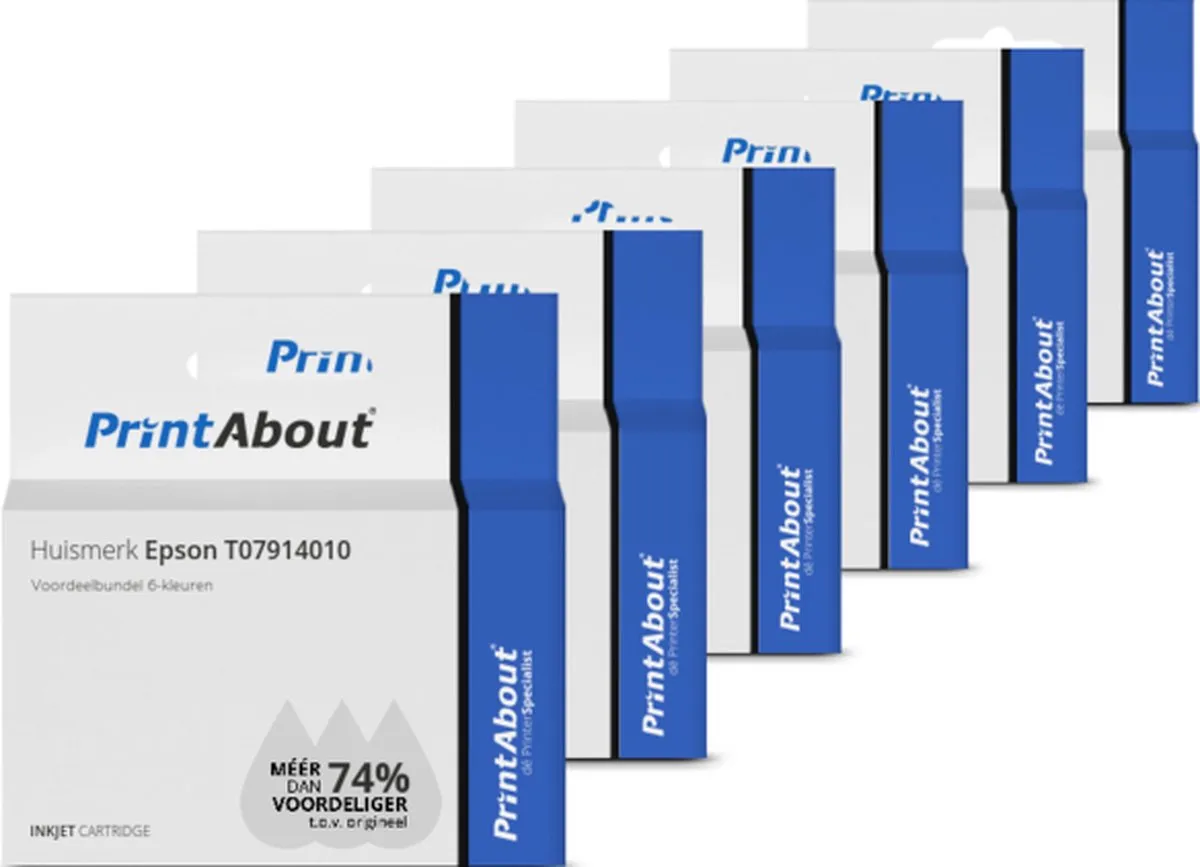PrintAbout T07914010-PA2 Inktcartridge 6 Kleuren - 82ml - o.a. Epson PX710/XP960