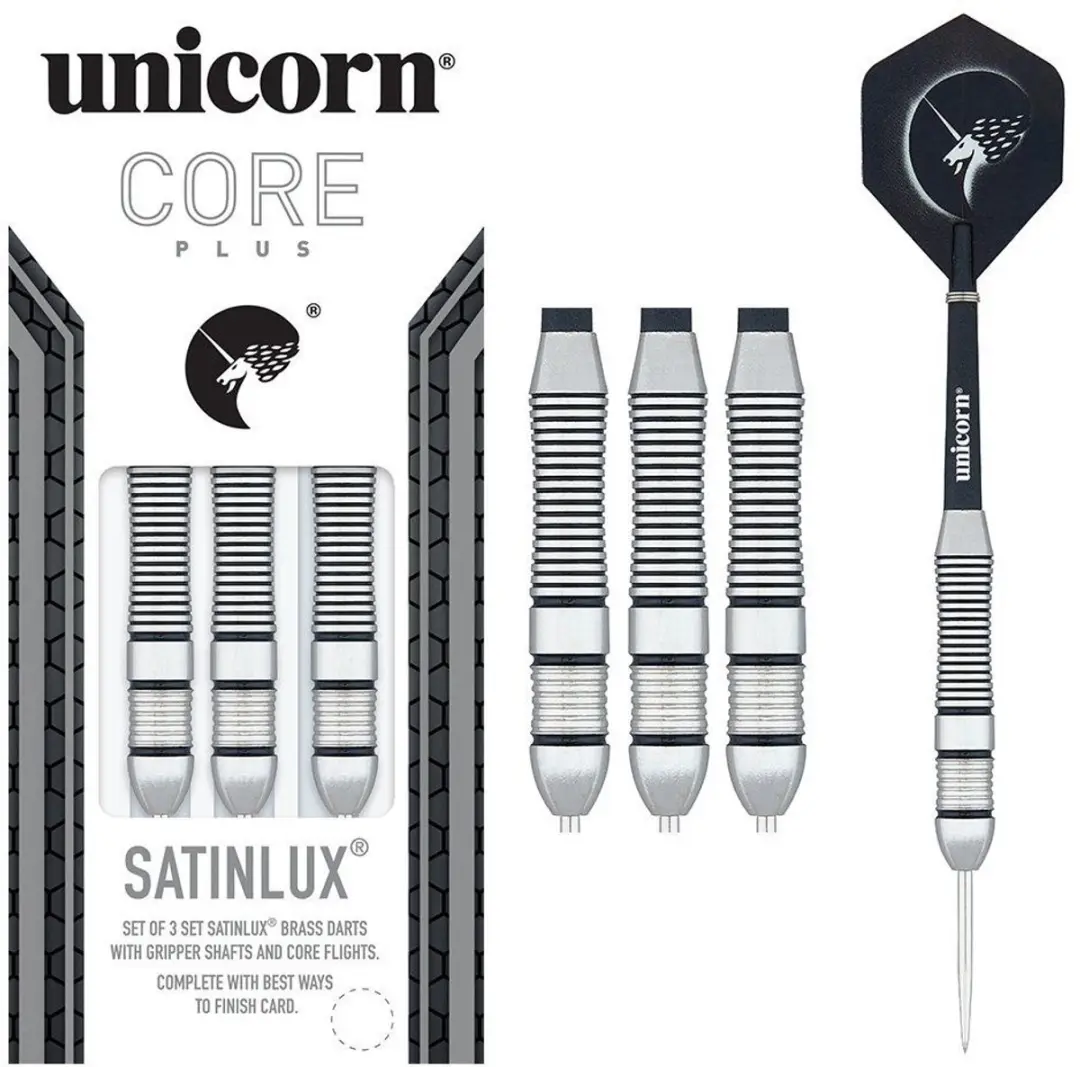 Unicorn Core Plus Satinlux Brass Dartpijlen - 3 Stuks - afbeelding 2 van 2