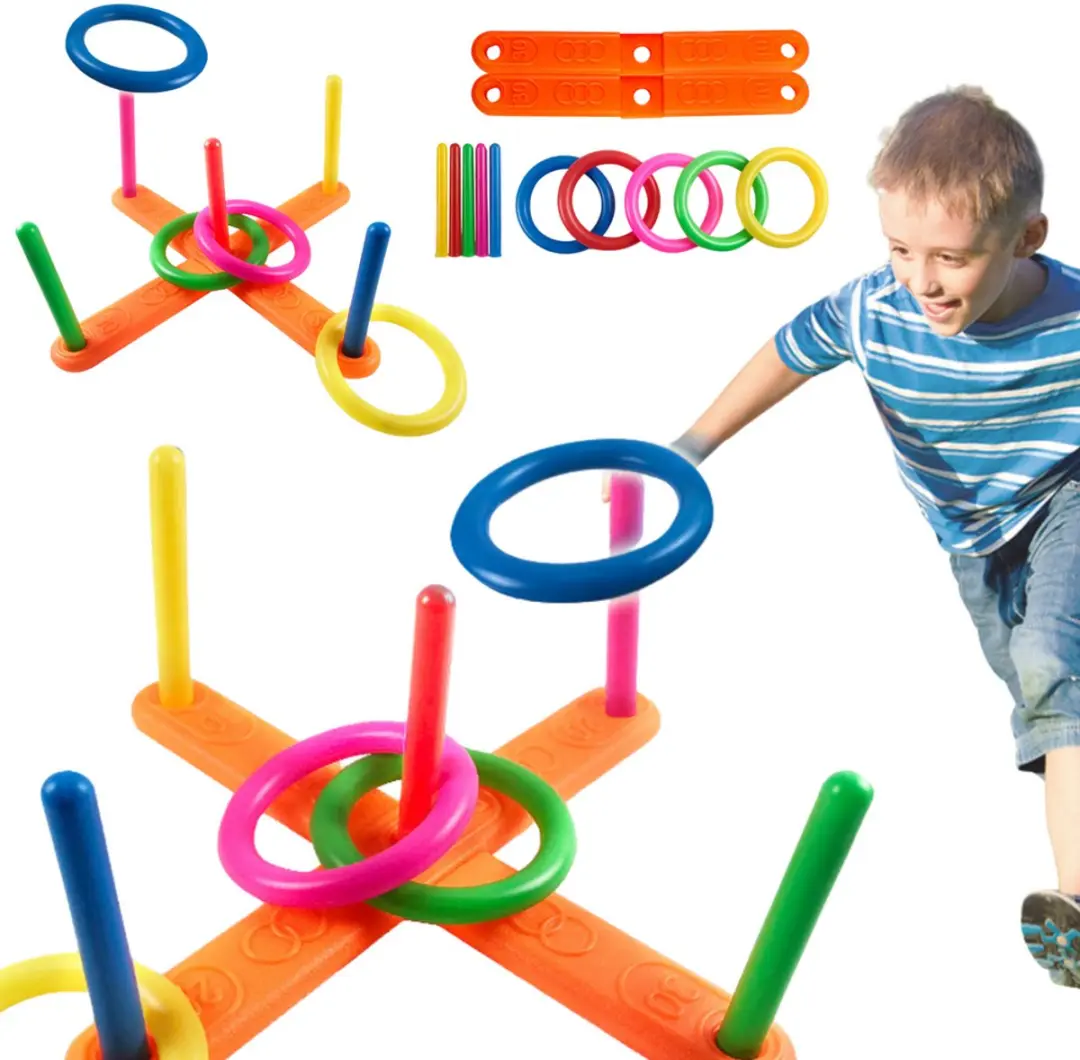 LEAN TOYS Behendigheidsspel Hoepel naar doel gooien Meerkleurig