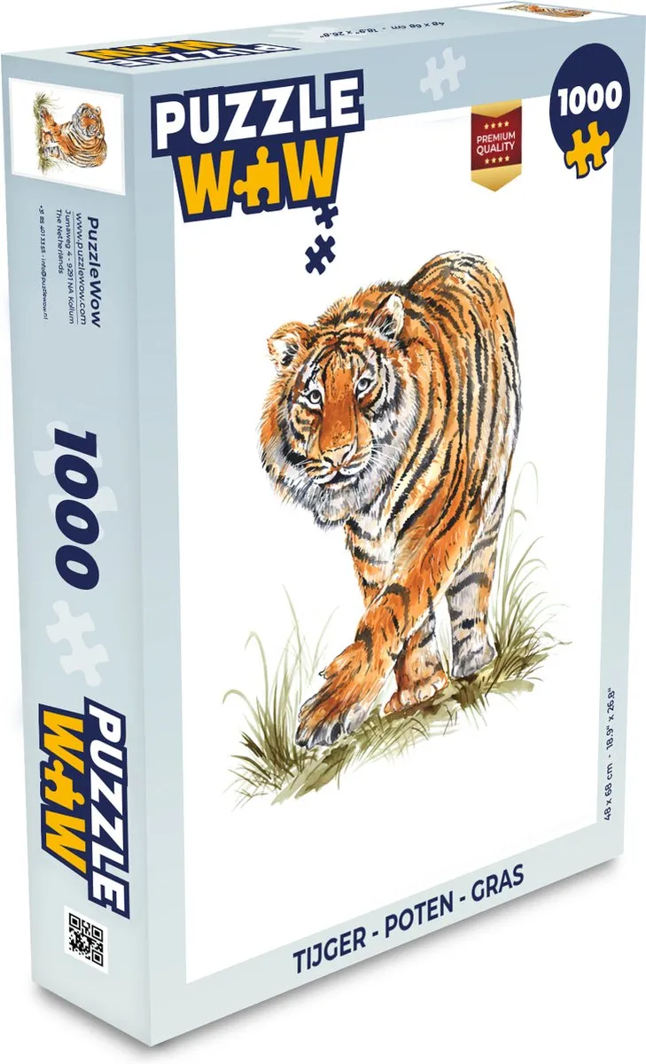 PuzzleWow Tijger Poten Legpuzzel 1000 Stuks - Multicolor