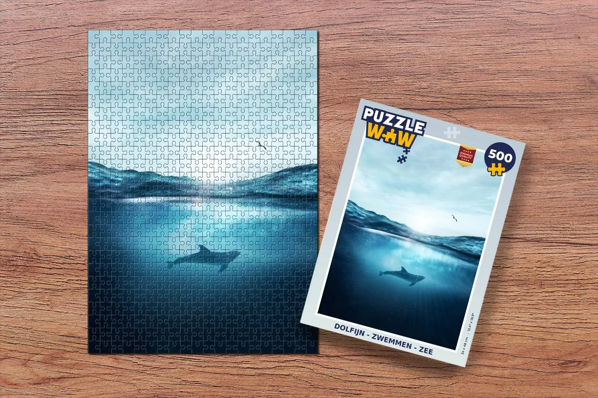 PuzzleWow Dolfijn Zwemmen Zee Legpuzzel 500 Stuks - Multicolor