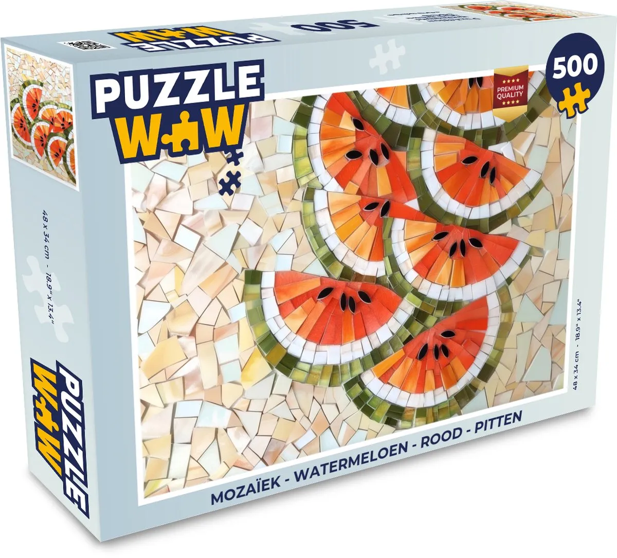 PuzzleWow Mozaïek Watermeloen Legpuzzel 500 Stuks - Rood