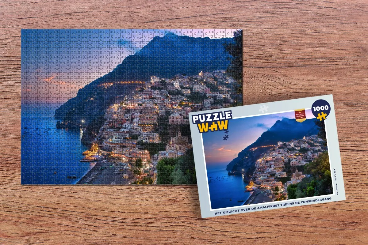 PuzzleWow Legpuzzel Amalfikust Zonsondergang 1000 Stuks - Multicolor