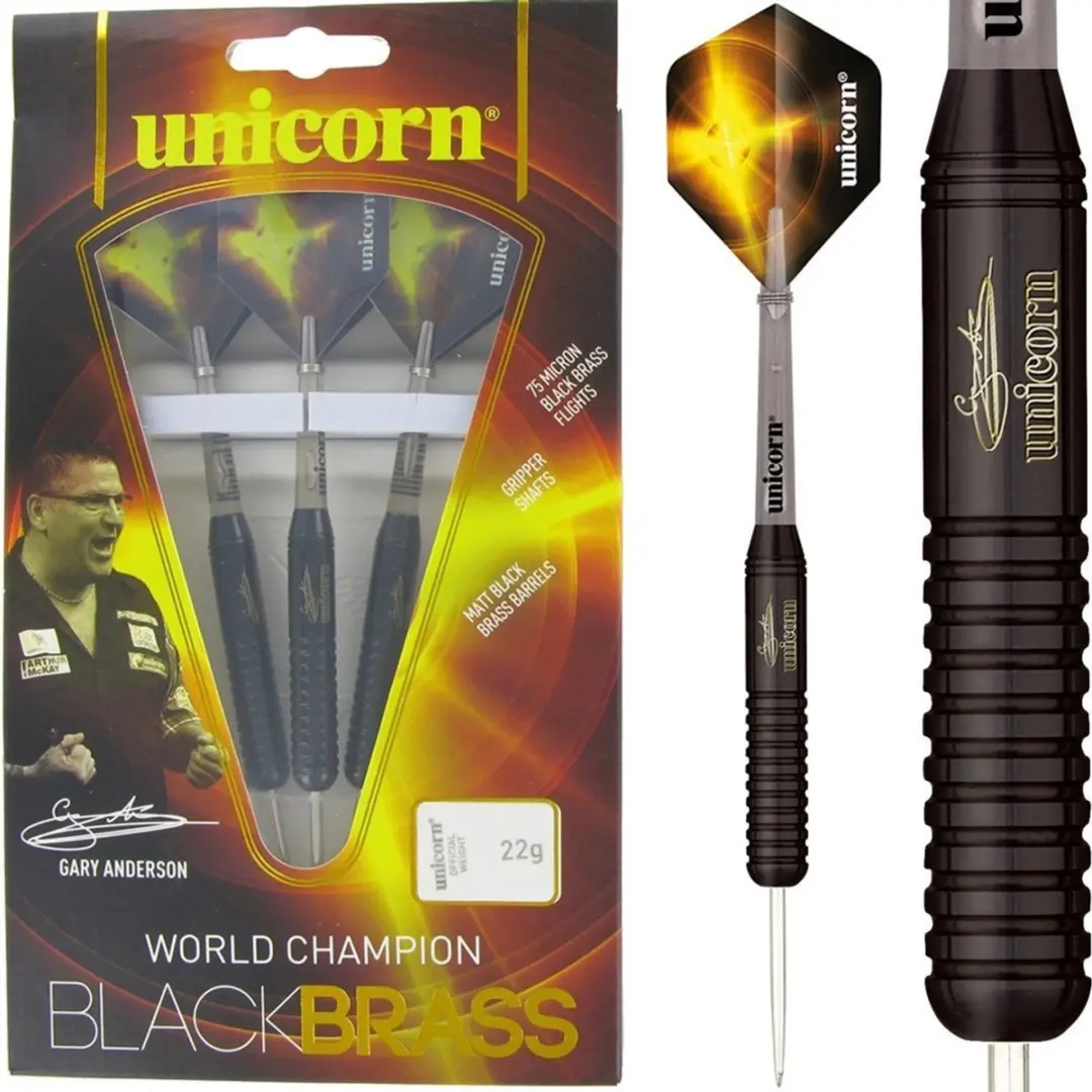 Unicorn Gary Anderson World Champion Black Brass P2 Dartpijlen - 3 Stuks - afbeelding 6 van 6