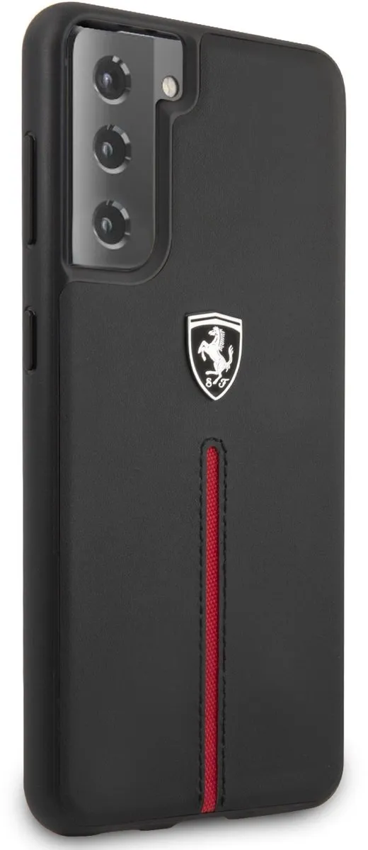 Ferrari Samsung Galaxy S21+ Hoesje - Effen Zwart Leer